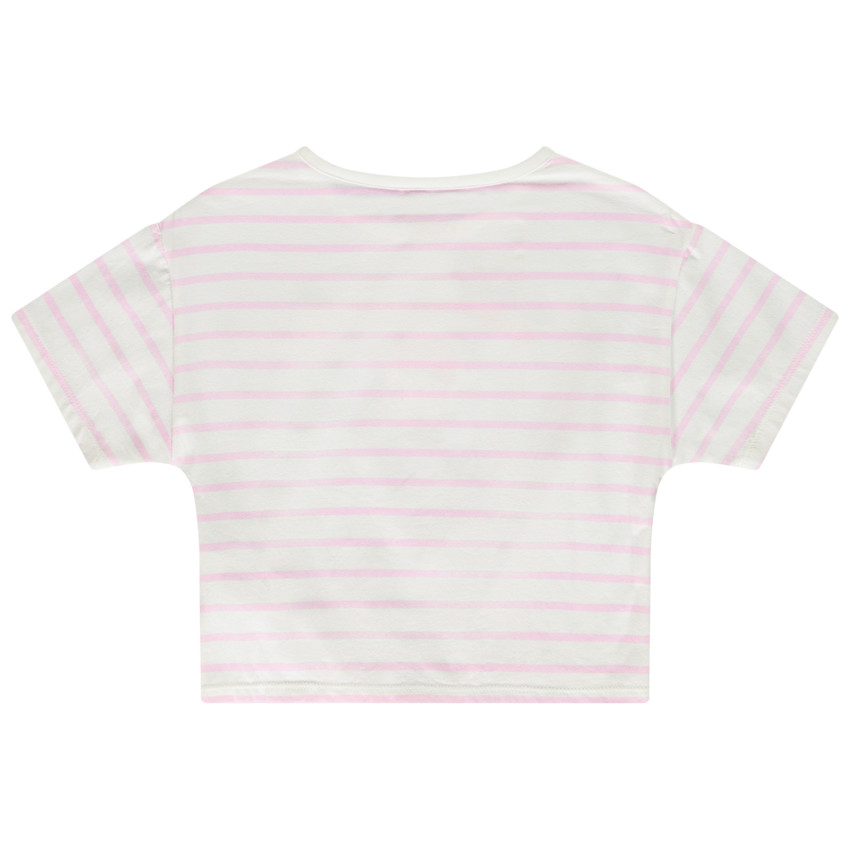 T-shirt manches courtes à rayures puff print Minnie Disney pour fille 