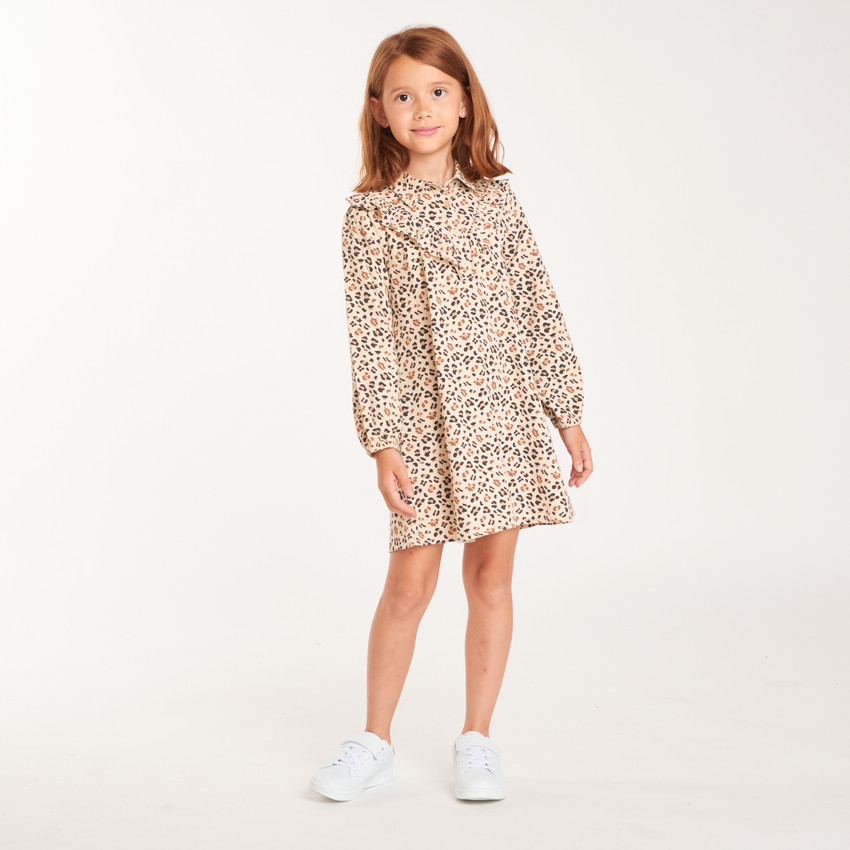 Ropa de niña tipo camisa con estampado de leopardo 