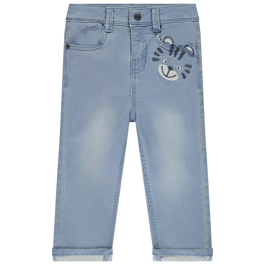 Jean lúdico efecto denim con bordado para bebé niño 