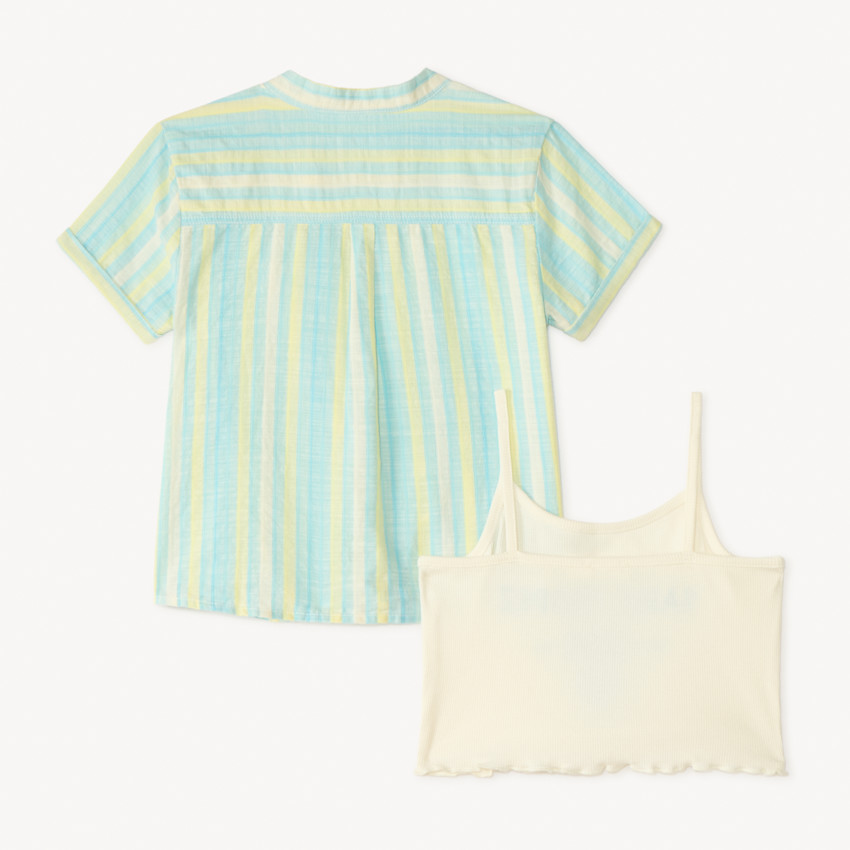 Conjunto de 2 piezas: camiseta de manga corta + top corto decorativo para niña 