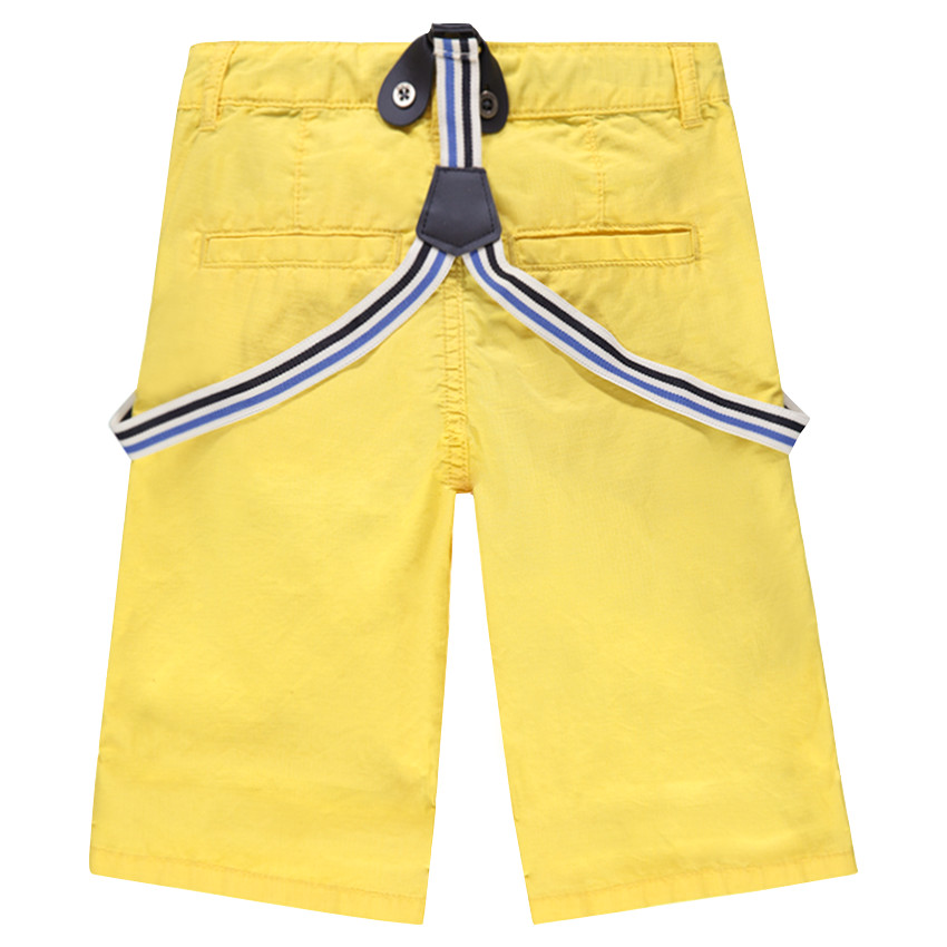 Bermudas amarillas con tirantes de rayas desmontables  