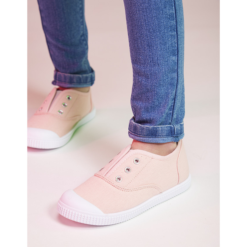 Baskets basses en toile sans lacets Nude