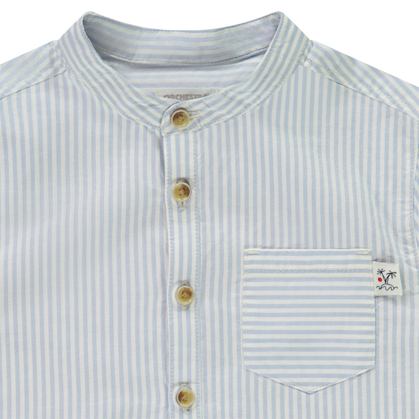 Camisa de manga corta a rayas con cuello mao para niño  Additional Camisa de manga corta a rayas con cuello mao para niño