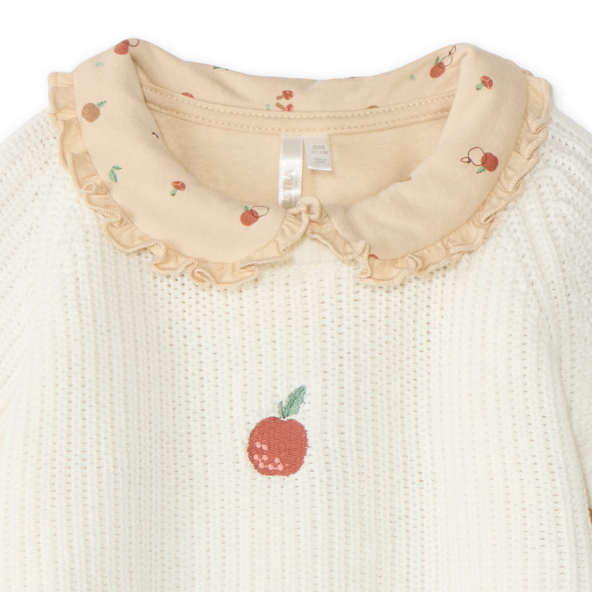Pijama de bebé niña de felpa + sudadera con motivo de manzana 