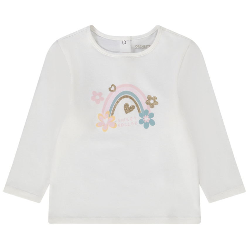 Camiseta manga larga estampado arcoiris para bebe nina