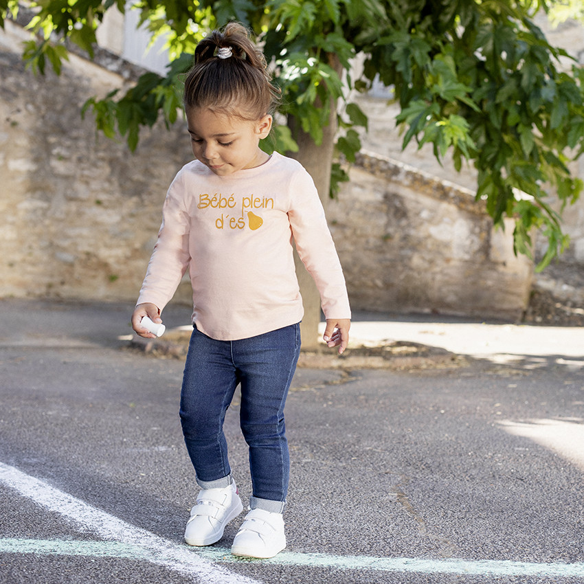 Camiseta de manga larga de algodón con mensaje para bebé niña 