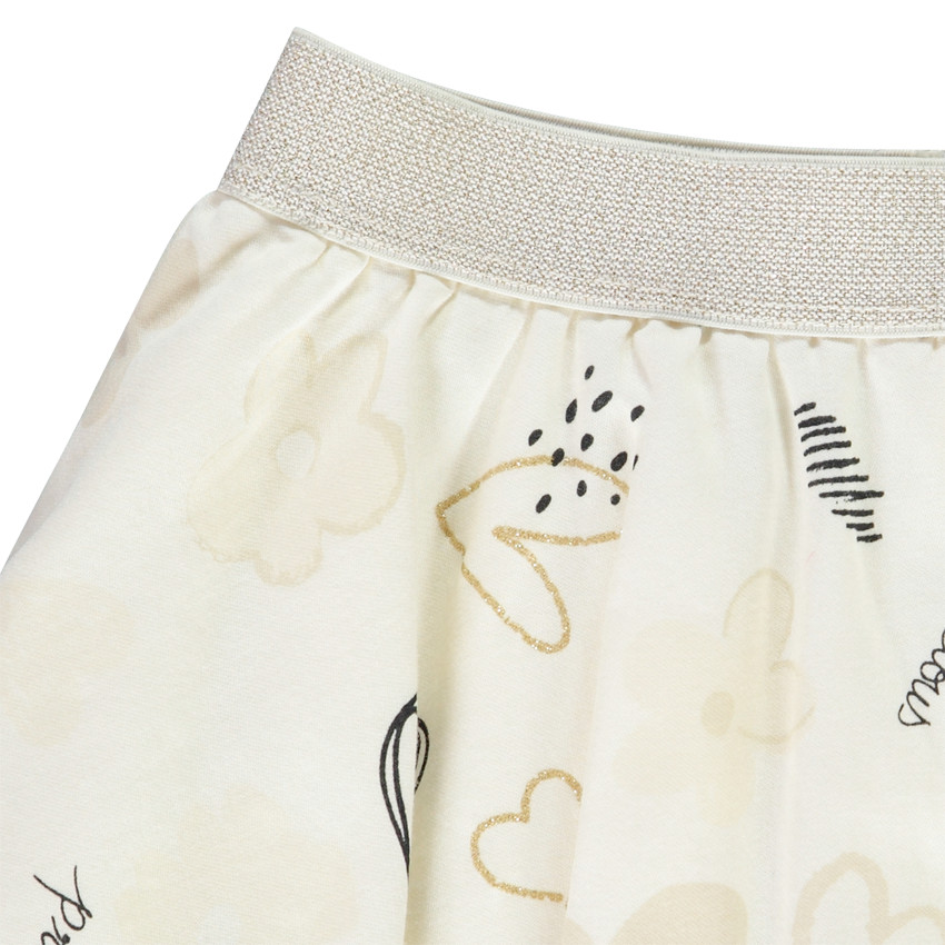 Falda corta de ceremonia de algodón con estampado fantasía para niña 