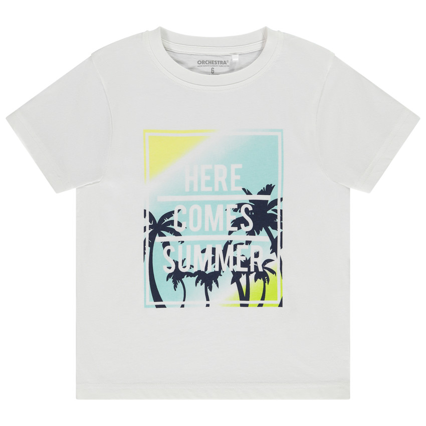 Camiseta manga corta con estampado de palmeras para niño 