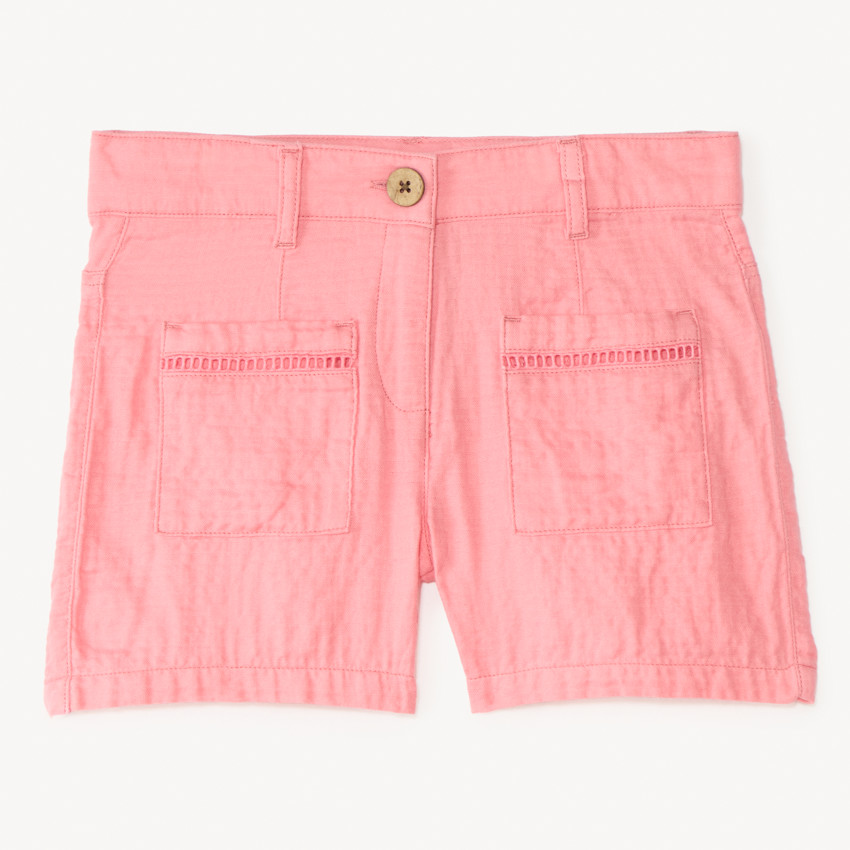 Short con bolsillos de doble gasa de algodón para niña. 