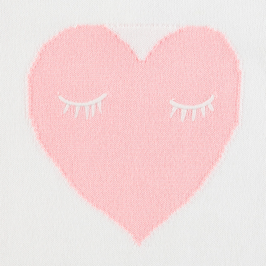 Vestido de manga corta de punto con corazón de jacquard 