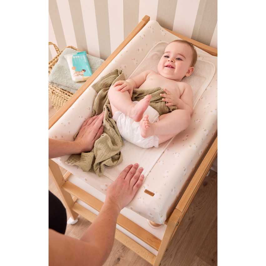 Funda de cambiador con estampado de ovejas La Vie à la Ferme beige 