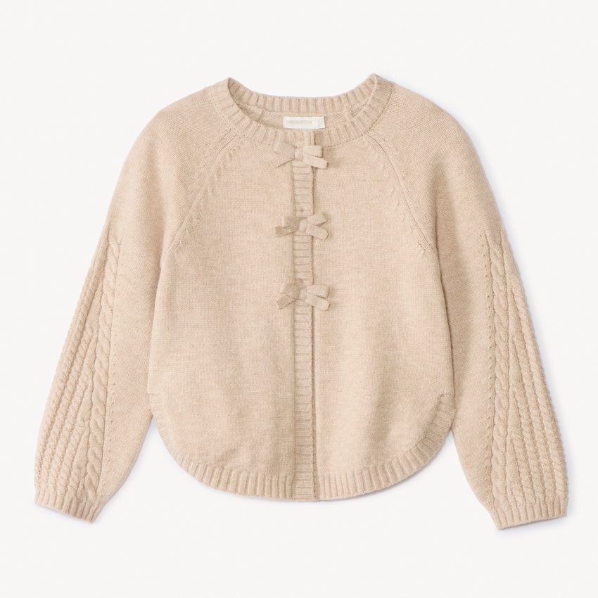 Gilet en tricot pressionné à nœuds pour fille 