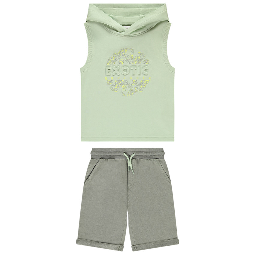 Conjunto de 2 piezas con camiseta sin mangas con capucha para niño 