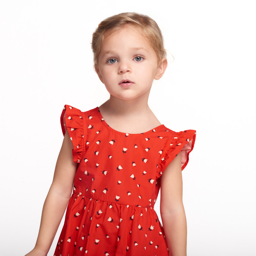 Vestido de manga corta con estampado de flores para niña bebé 
