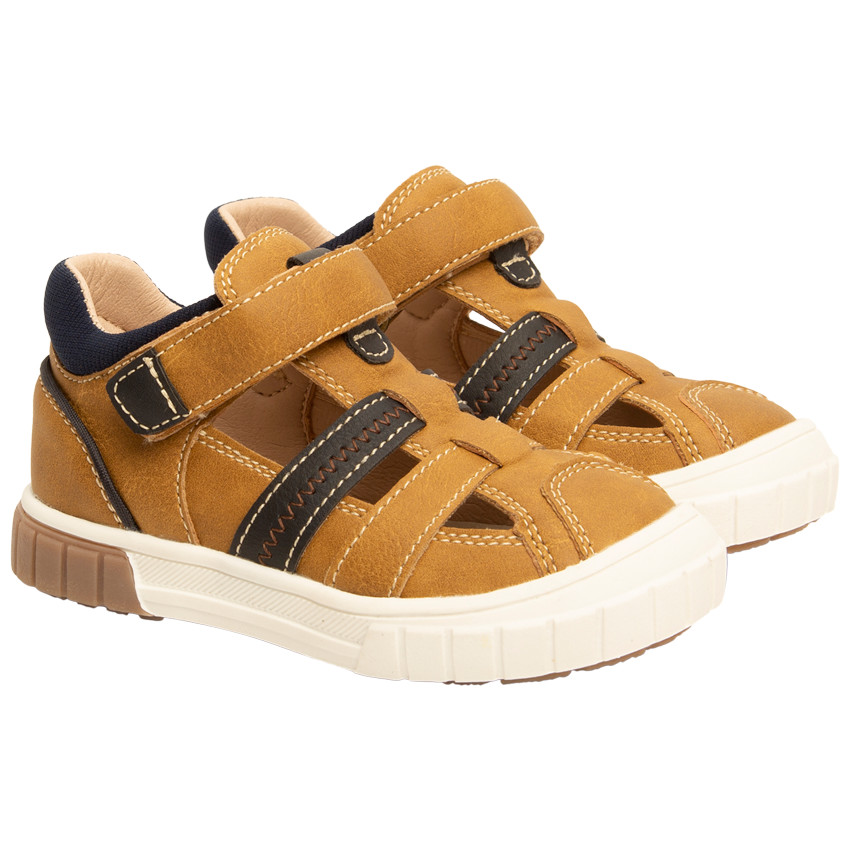 Sandalias de efecto cuero con cierre de velcro para niño 