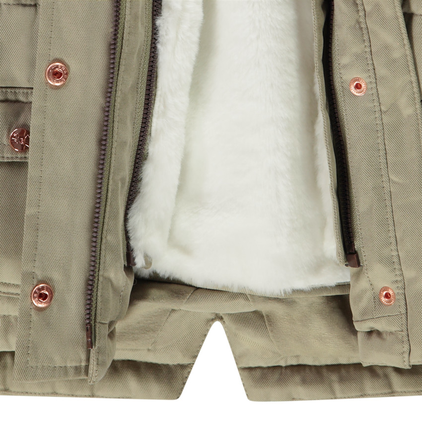Parka 2 en 1 con forro de piel sintética para bebé niña 