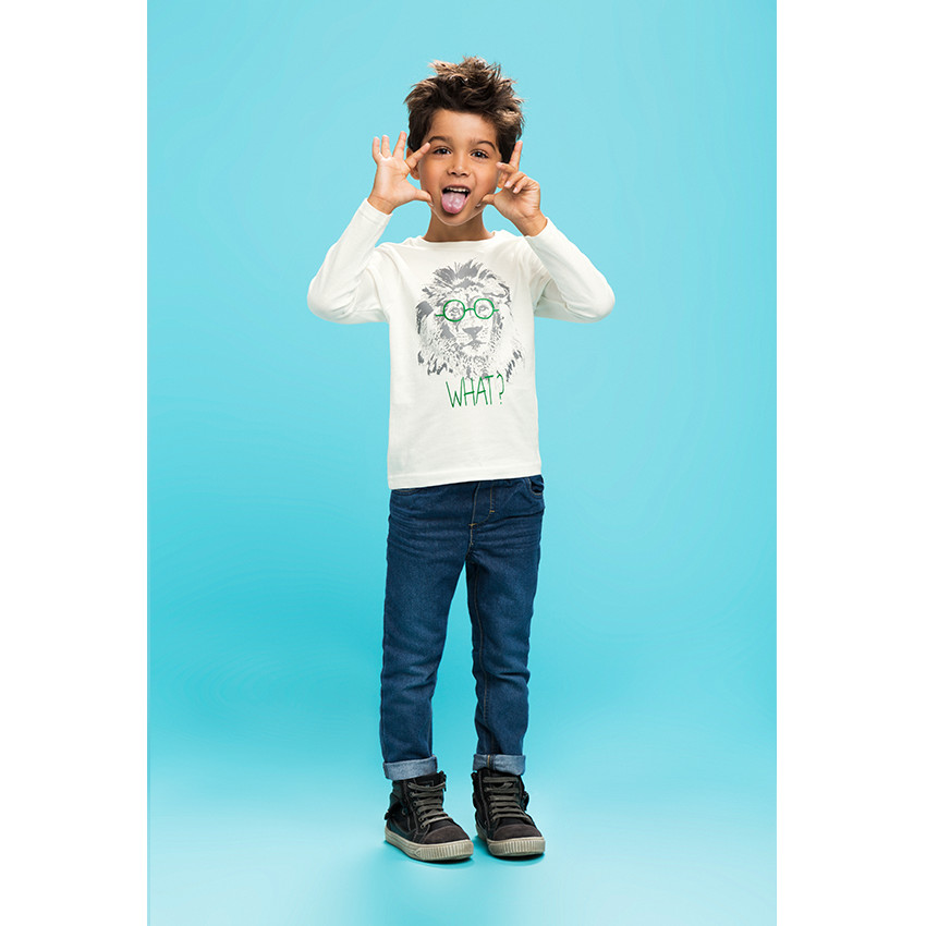 Camiseta manga larga de tejido de punto con estampado de león 