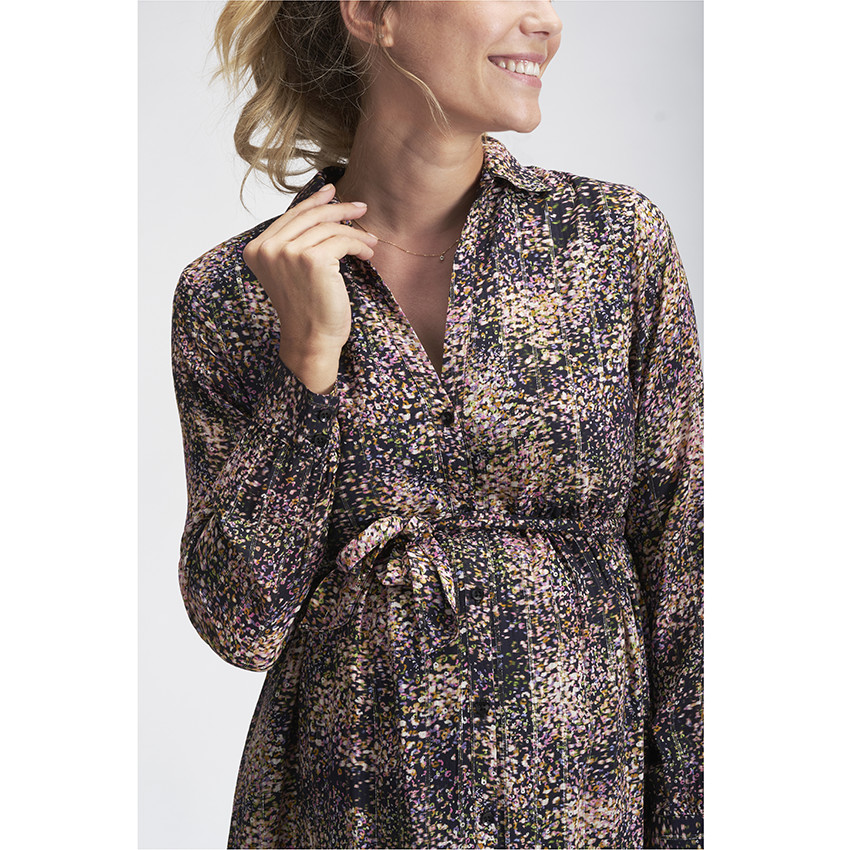 Vestido camisero para embarazada de gasa estampada 