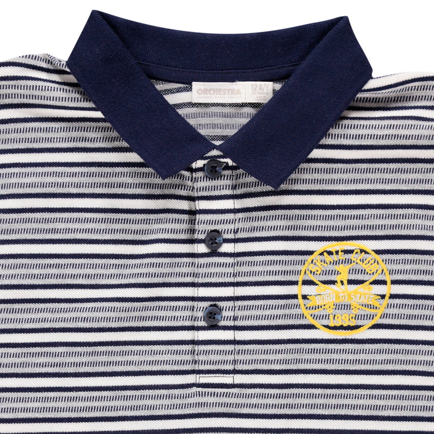 Júnior - Polo de manga corta de rayas y con escudo bordado  Additional Júnior - Polo de manga corta de rayas y con escudo bordado