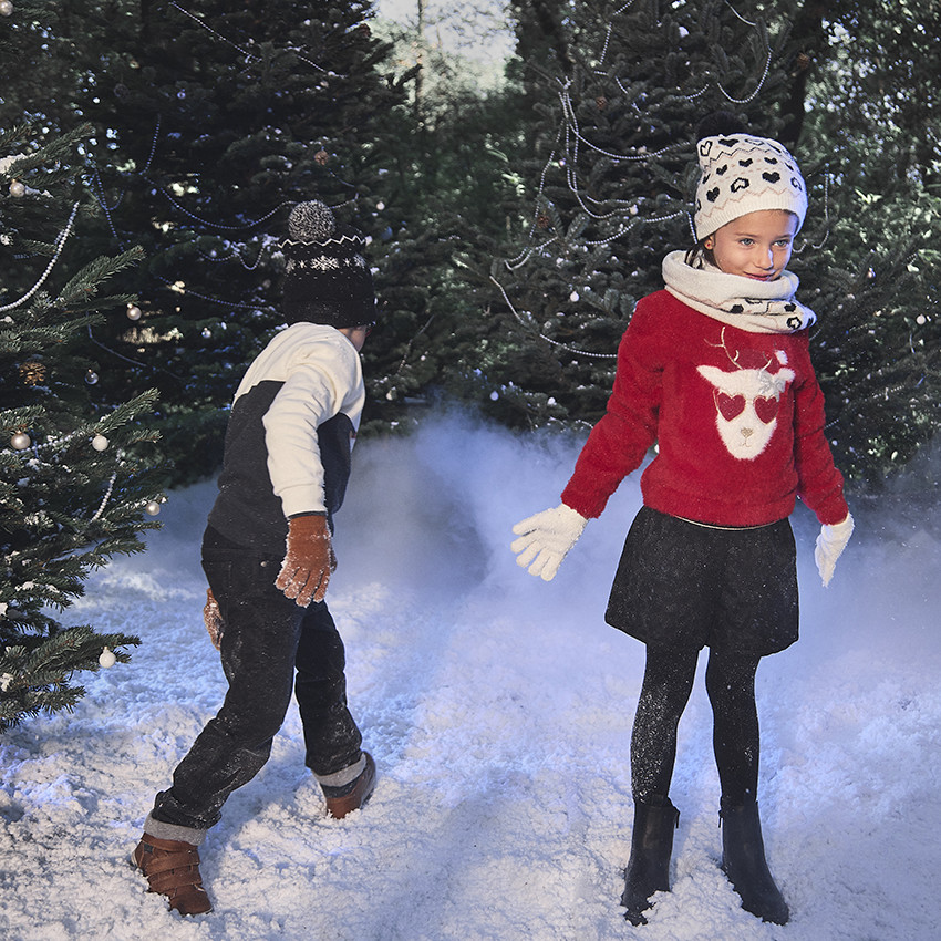 Suéter de punto peludo reno navideño para niña  Additional Suéter de punto peludo reno navideño para niña