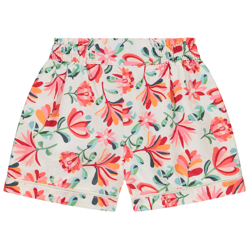 Short estampado floral con encaje día escala para niña 