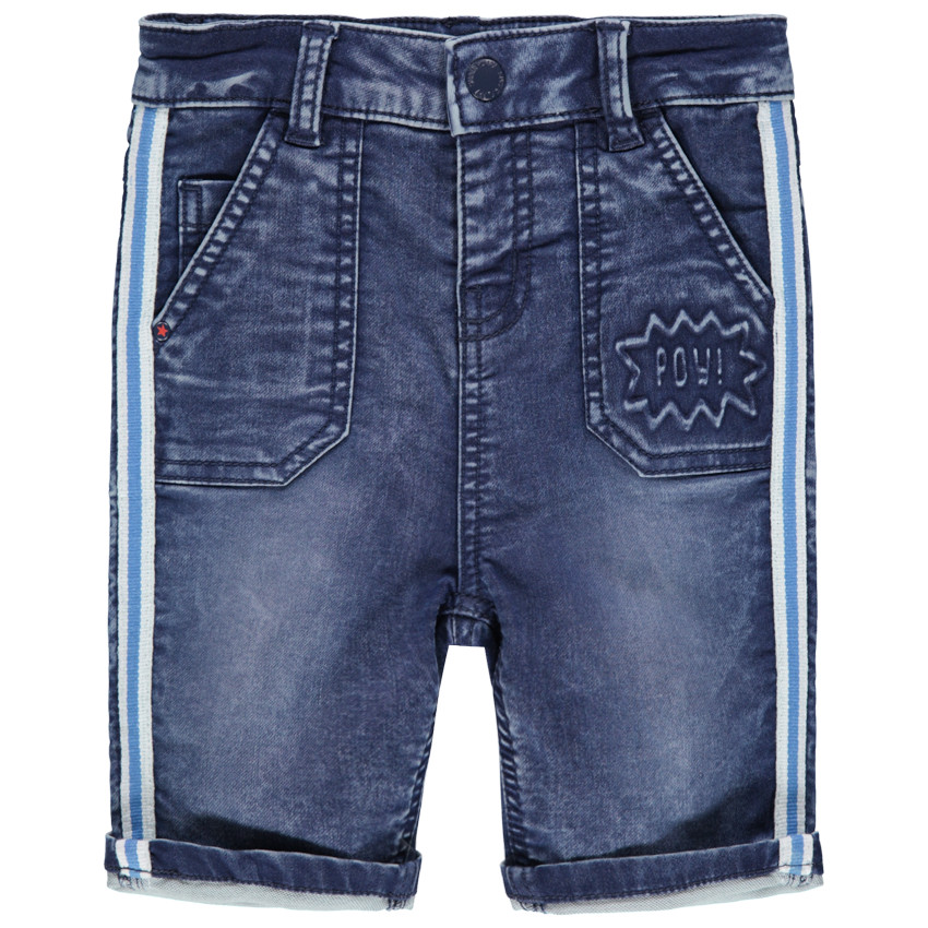 Bermudas vaqueras desgastadas con bandas en los laterales 