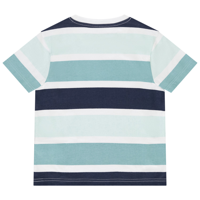Camiseta de manga corta con bandas y rayas coloridas para niño 