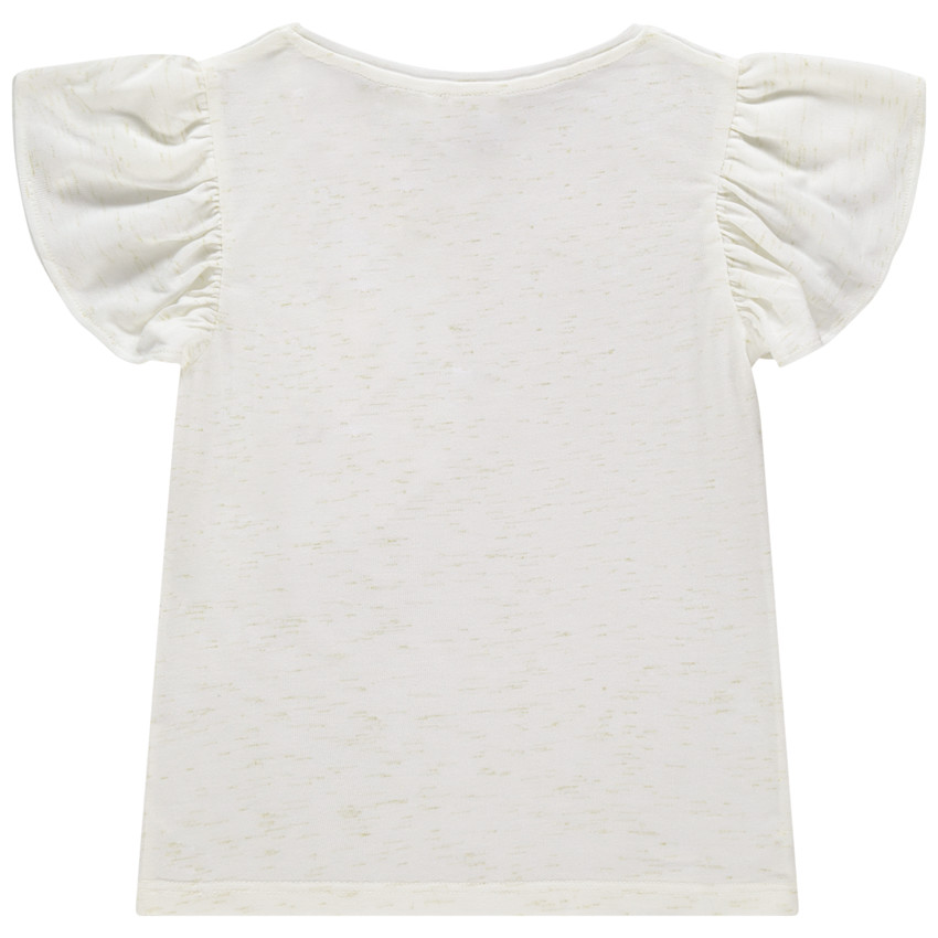 Camiseta manga corta con volantes motivo loro en lentejuelas 