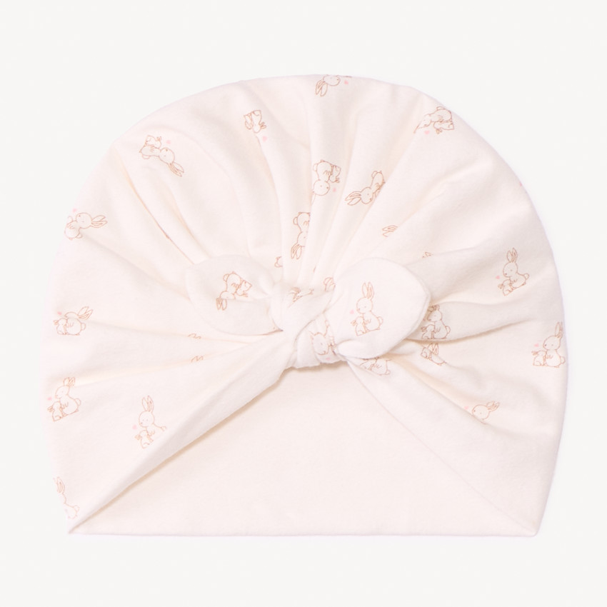 Gorro turbante liso con nudo y fruncido para bebé niña 