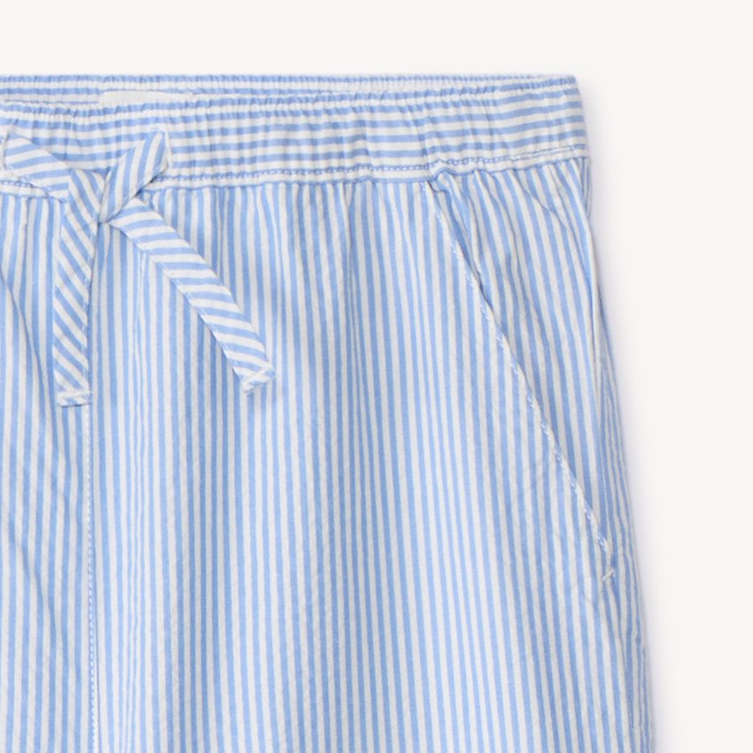 Pantalón recto de seersucker a rayas para niña 