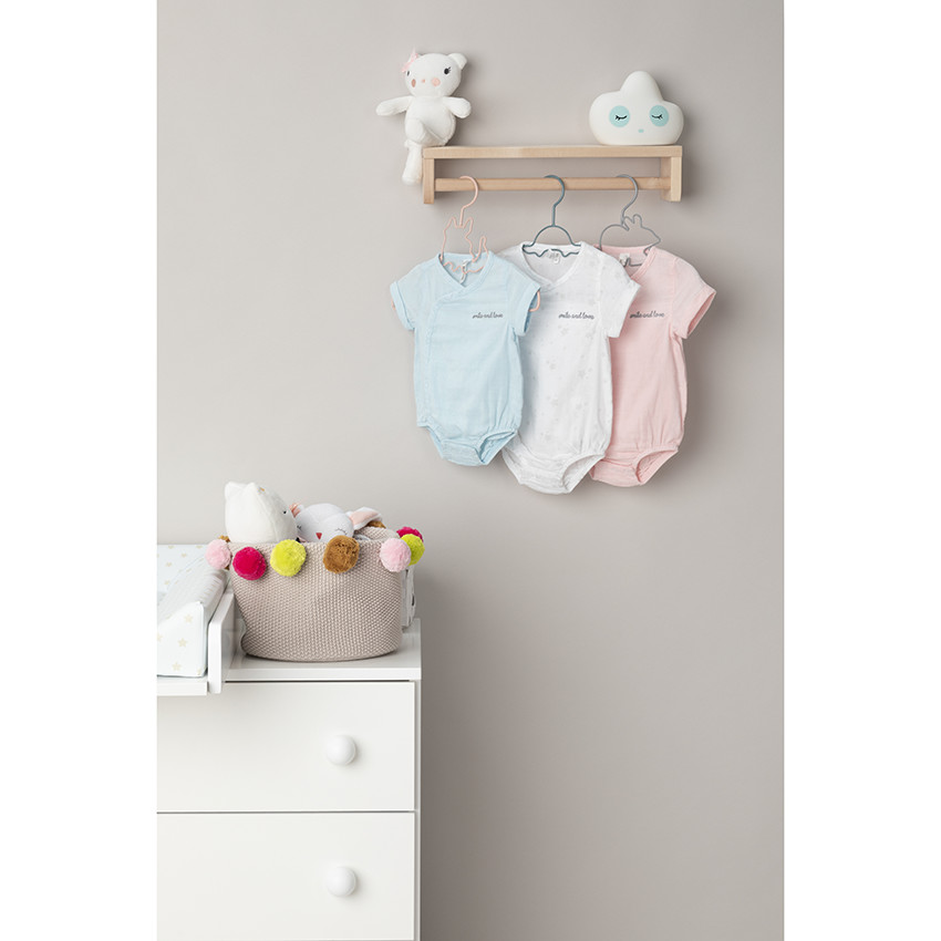 Body de manga corta dealgodón con inscripción bordada 