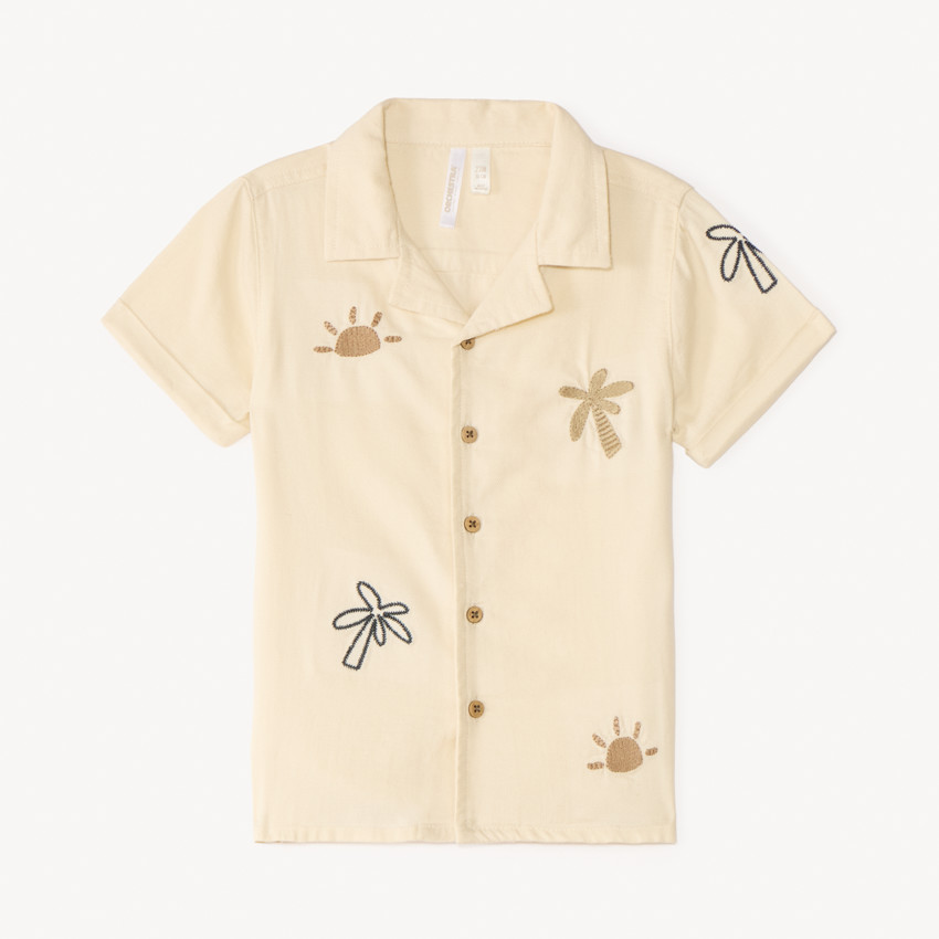 Camisa de manga corta con bordado decorativo para bebé niño 