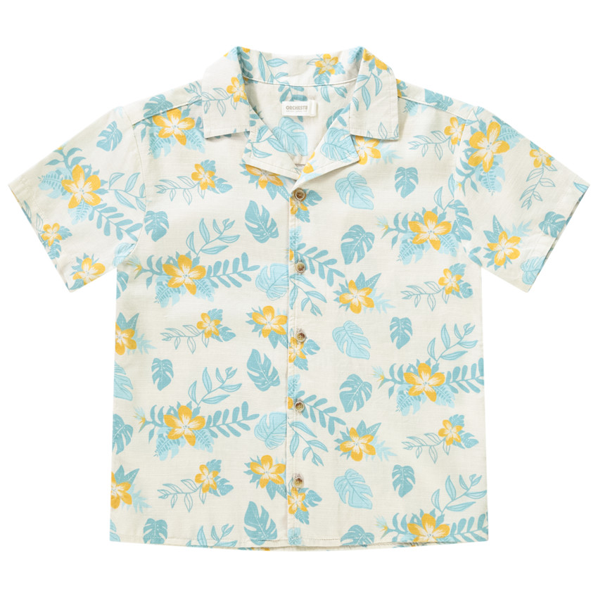 Camisa manga corta estampado follaje niño 