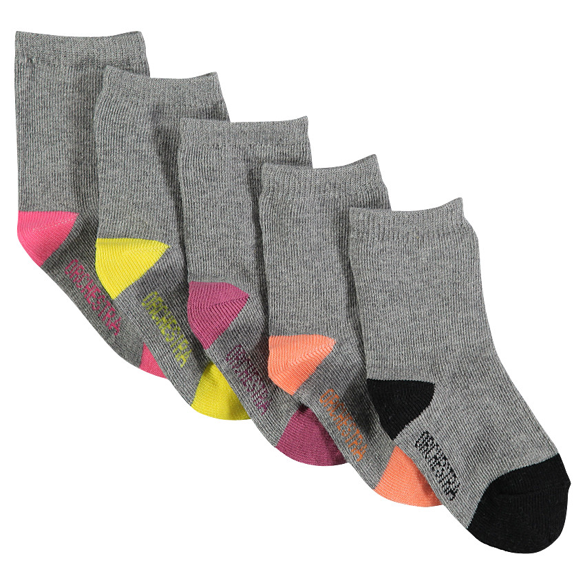 Lote de 5 pares de calcetines de color liso punta y talón en contraste 