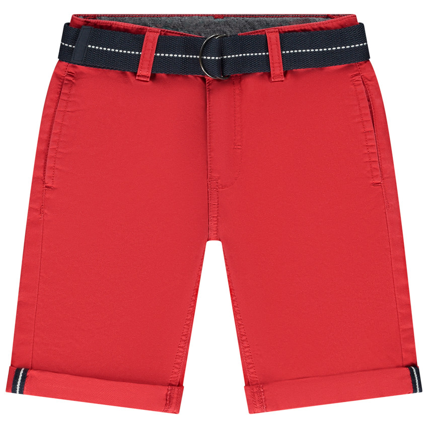 Bermudas de tela con cinturón tejido desmontable para niño 