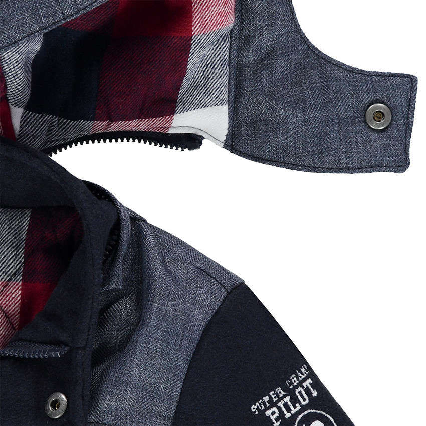 Trenca de poliéster y lana forrada con franela a cuadros 