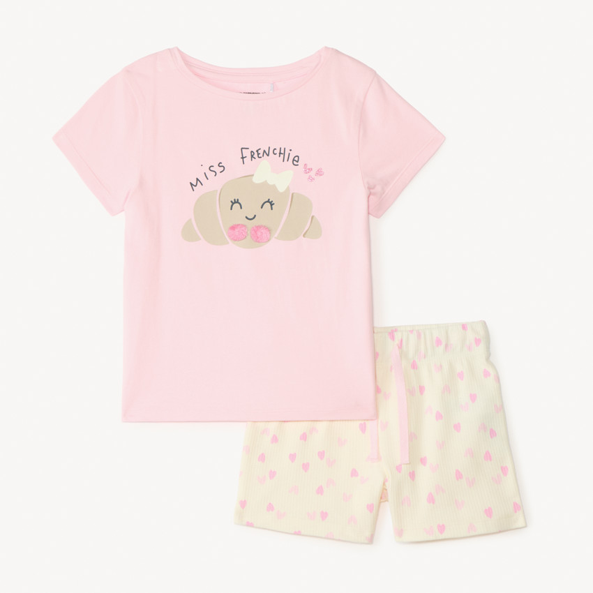 Conjunto de pijama corto de 2 piezas de desayuno para niña 