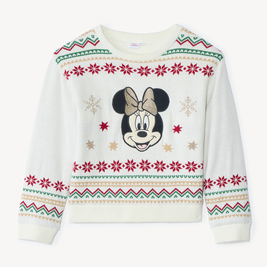 Pull manches longues doublé à motifs Noël Minnie Disney pour fille  