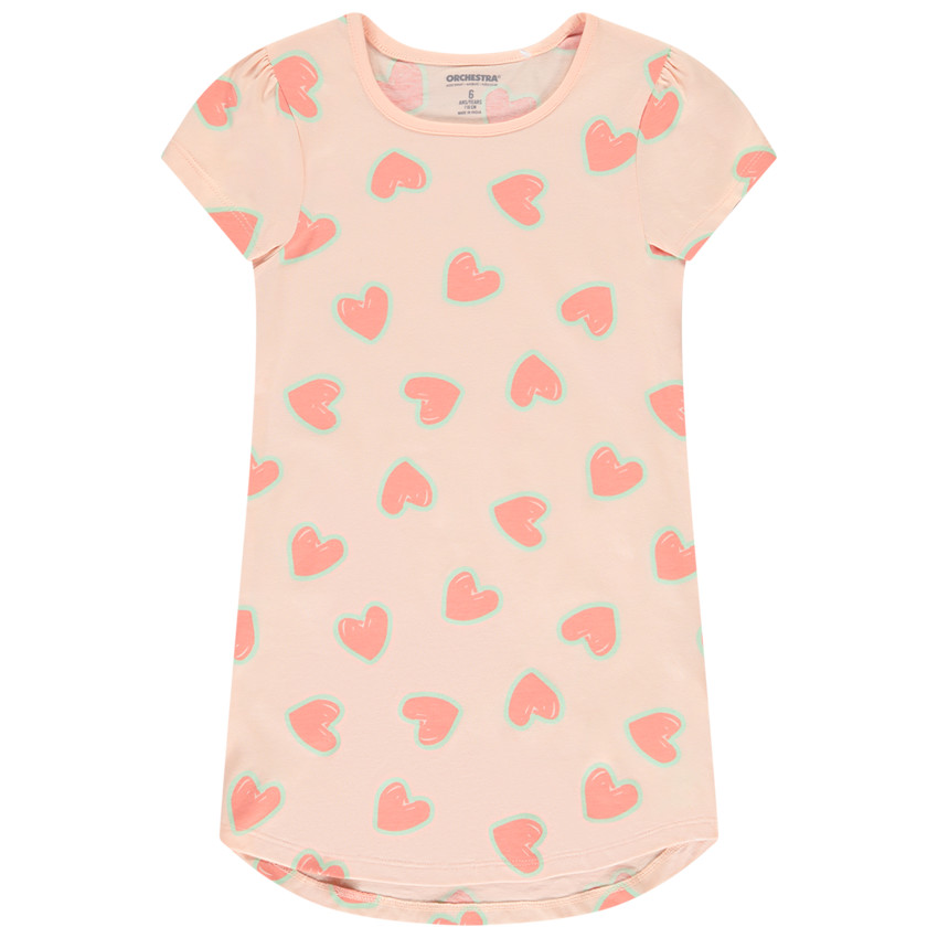 Camisón de jersey con estampado de corazones para niña 