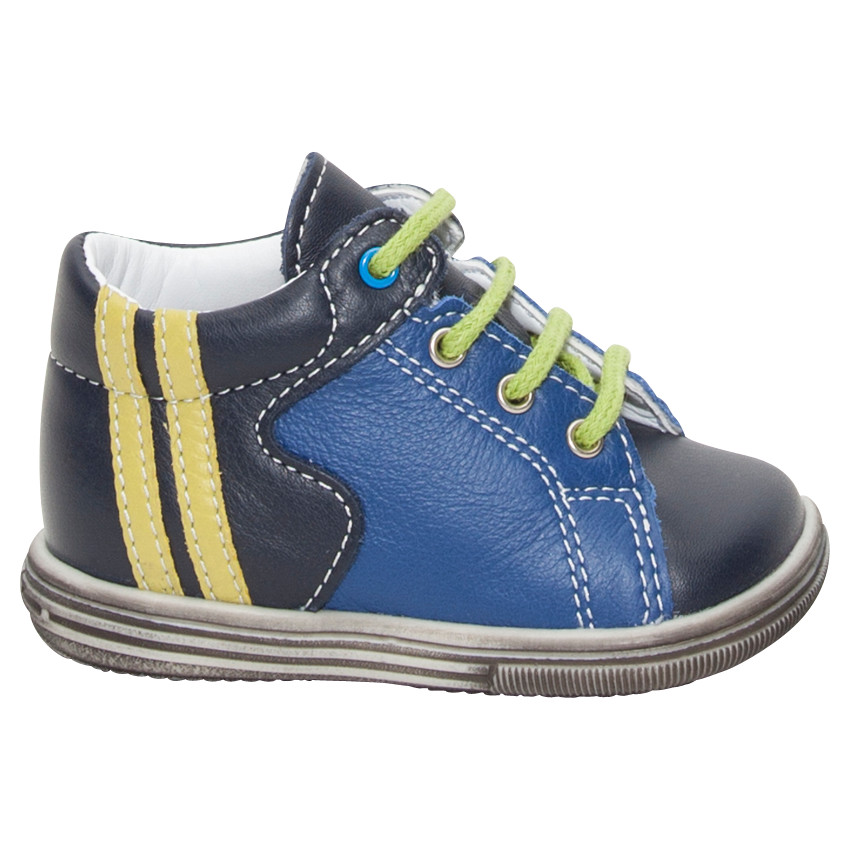 Botines bicolor de cuero con cordones  