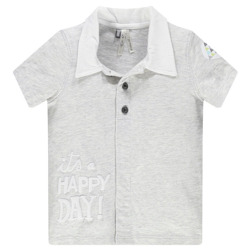 Polo manga corta cierre con botones a presión en la parte delantera 