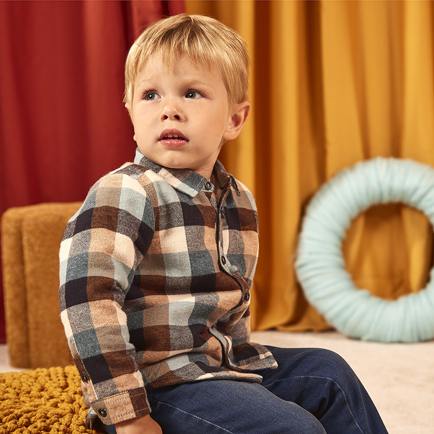 Camisa de franela a cuadros para bebé niño 