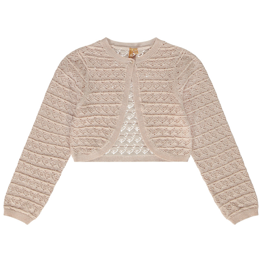 Chaleco bolero de punto calado y brillante para niña 