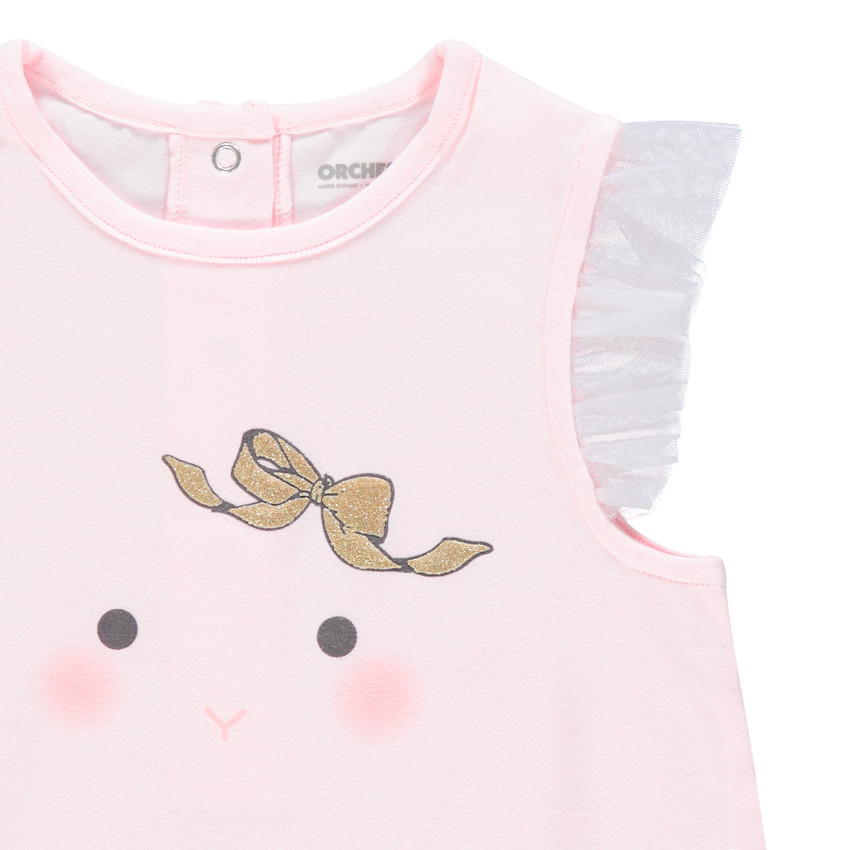 Pack de 2 peleles cortos con mangas de tul y estampado fantasía  Additional Pack de 2 peleles cortos con mangas de tul y estampado fantasía