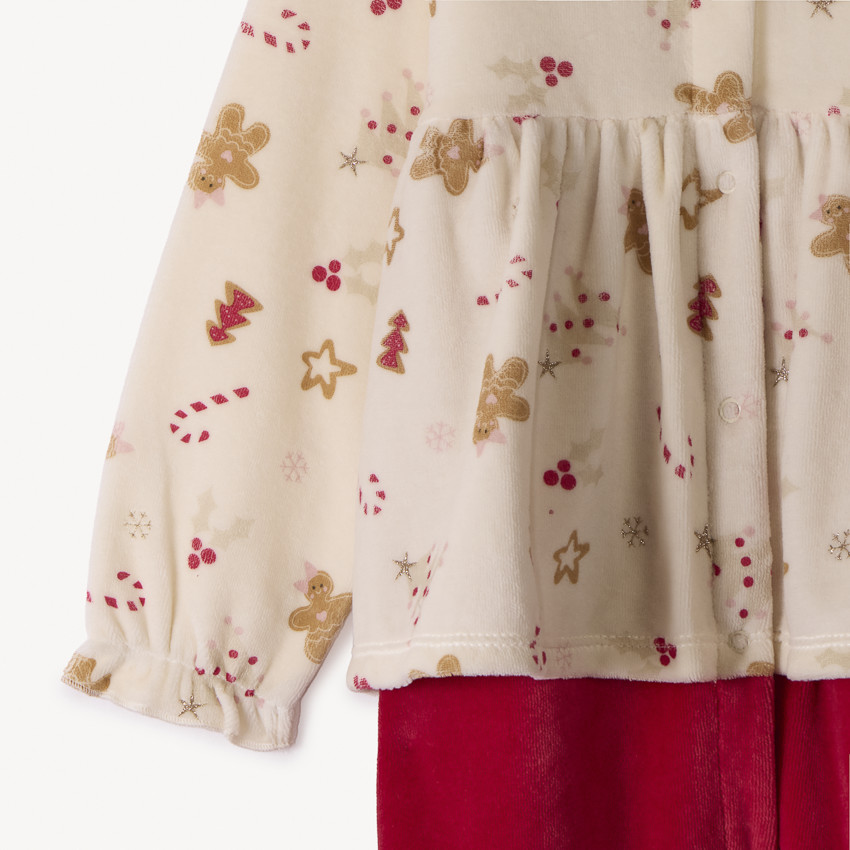 Dors-bien de Noël en velours effet 2 en 1 pour bébé fille 