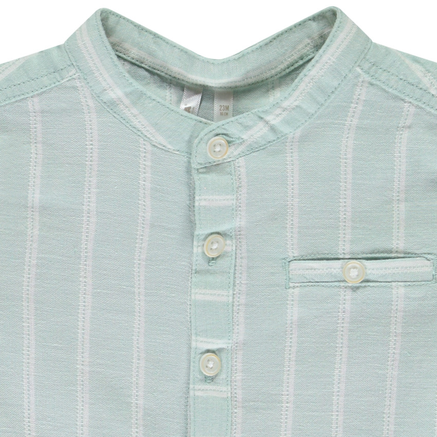 Camisa de manga larga a rayas con cuello mao para bebé niño 