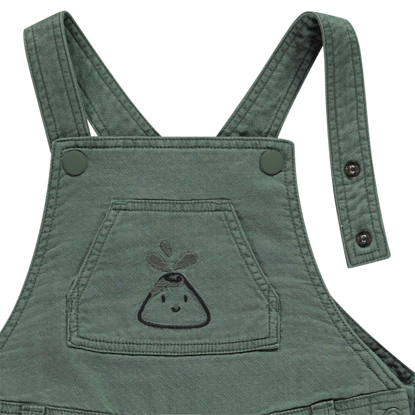 Pelele largo de tela con volcán bordado para bebé niño 