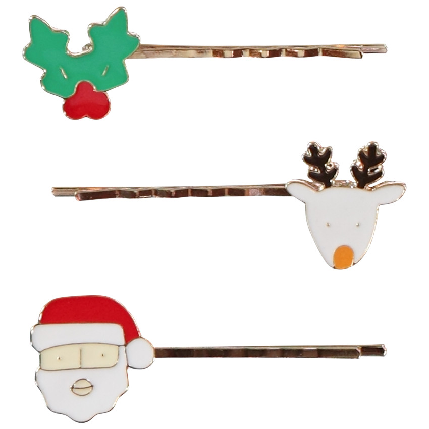 Lote de 3 horquillas planas de Navidad para niña 