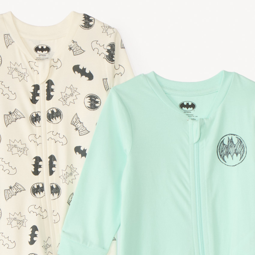 Conjunto de 2 pijamas de manga larga Batman Warner para bebé niño 