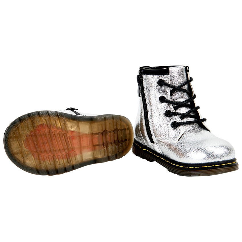 Botines plateados con cremallera y cordones para bebé niña  Additional Botines plateados con cremallera y cordones para bebé niña